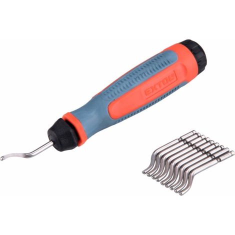 Desbarbador universal Extol Premium, vástago de 3,2 mm + 10 cuchillas de repuesto, HSS M35 (5 % Co) 8803680