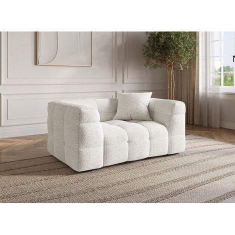 Fauteuil effet peau de mouton blanc écru BELLA (1/5)