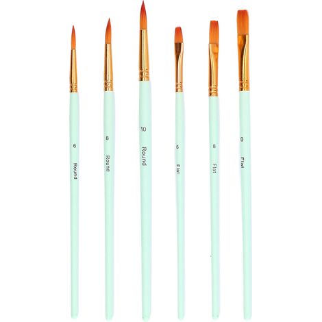 6 Pinceaux de Peinture 6 Tailles, Manche Vert Clair, Matériel Artistique Pratique et Durable pour Artistes (1/5)
