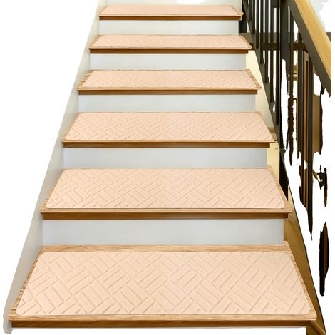 Peldaños antideslizantes para escaleras, fáciles de limpiar, 20x76cm, color caqui. (1/5)