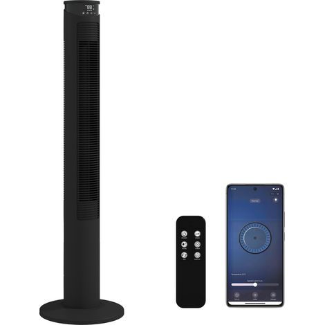 HOMCOM Tower Fan with WiFi Control 116 cm Black