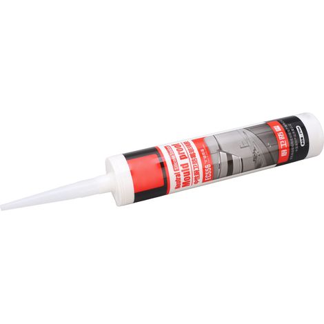 Colle anti-moisissure EC556 à conditionnement rigide, colle à verre neutre, imperméable et anti-moisissure, mastic pour cuisine et salle de bain, adhésif structurel silicone transparent résistant aux (1/5)
