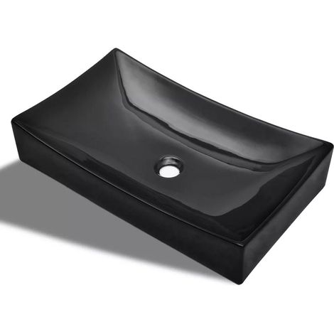 Lavabo rettangolare 65,5 x 39 cm ceramica per bagno nero 020002501