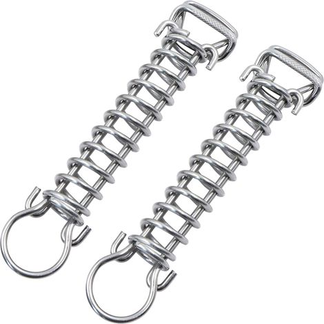 Ressort de tension Ressort de traction avec double crochet Accessoires de fixation, Voiles d'ombrage, Ressort en acier pour tente, store, bateau, caravane, 2 pièces, Acier inoxydable Argent
