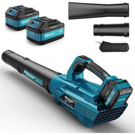 Akku-Laubbläser 18V – Bürstenloser Motor 35000 U/min – 800 m³/h & 180 km/h – 2x 5200mAh Akkus – 5 Geschwindigkeitsstufen
