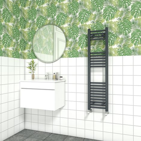 Bathroom Straight Heated Towel Rail Radiator Ladder Warmer Heating Anthracite 1200x300mm (1/5)