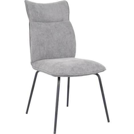 Home Heavenly® Pack 2 sillas comedor ROMA, tapizadas con respaldo en símil napa y patas negras, 65x46x95 cm. Color: Gris (1/5)