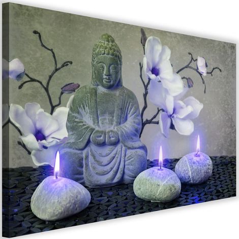 Tableau déco Bougie Buddha Zen Orchidée 60x40 (1/5)