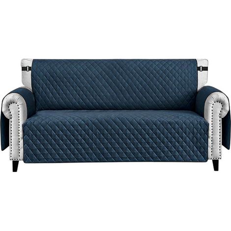Housse de Canapé Fauteuil Imperméable Poches latérales Antitache Antidérapant Bleu - 2 places (1/5)