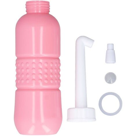 Bidon de toilette portable 650ML pour hygiène intime, spray nettoyant mains libre rose (1/5)