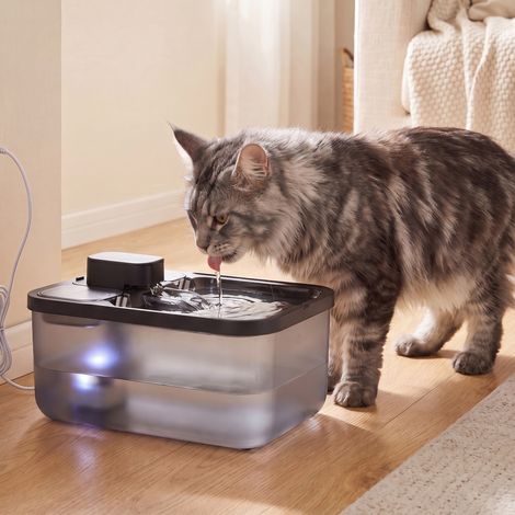 Distributeur d'Eau pour Chat, Fontaine Silencieuse avec Filtration, 4,5 L, 28,7 x 19,3 x 17,3 cm, Noir (1/5)