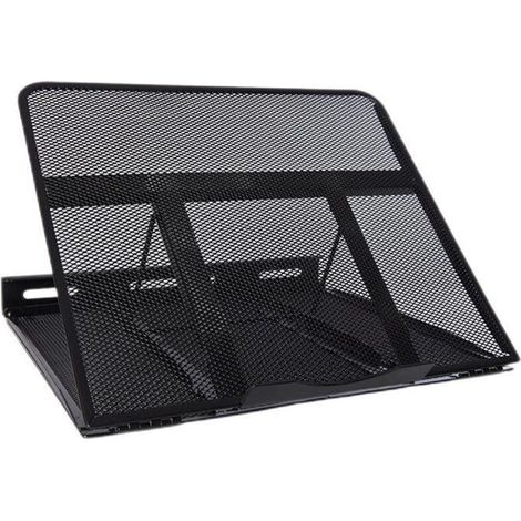 Support pour ordinateur portable, noir, 33 x 28 x 4 cm, 1 pièce Organisateur de bureau extensible et réglable en filet Métal (1/5)