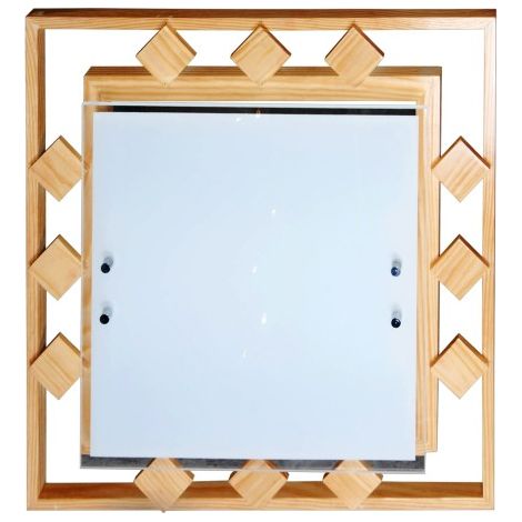 Plafonnier carré bois verre 2xE27 60W Candellux Natura