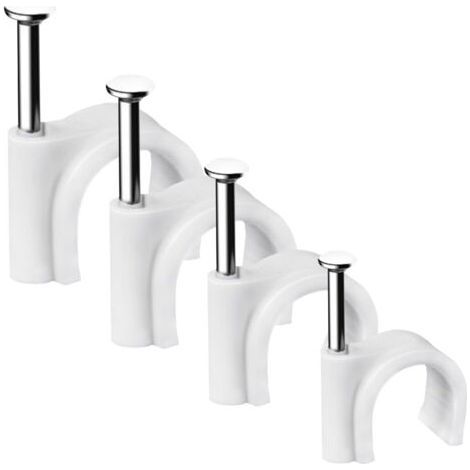 400 clips de câble ronds solides et durables, Attache Câble, Range Câble, Fixation Câble électrique, Clips Câble, 4 tailles de 4 mm, 6 mm, 8 mm, 10 mm - Pour ranger les câbles (1/4)