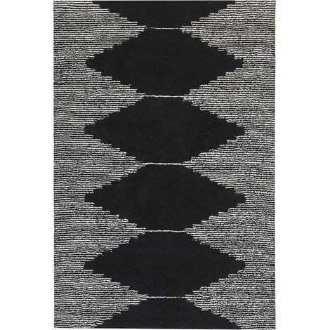 Rug BATHINDA Black/ White 140 x 200 cm Cotton