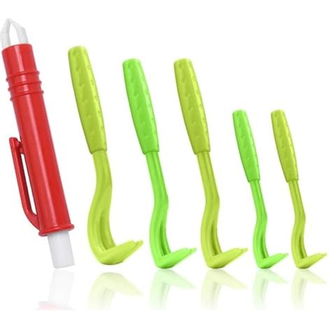 Lot de 6 tire-tiques, retrait sans douleur pour chiens chats et humains, crochet anti-tiques, kit de torsion sûr (Vert)