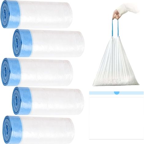 100 x Cat Waste Bags, Self Cleaning Cat Rubbish Bags, Thick Leak Proof, Durable and Tear-proof, 58 x 30 cm with Drawstring for Self-Cleaning Litter, Blue (1/5)