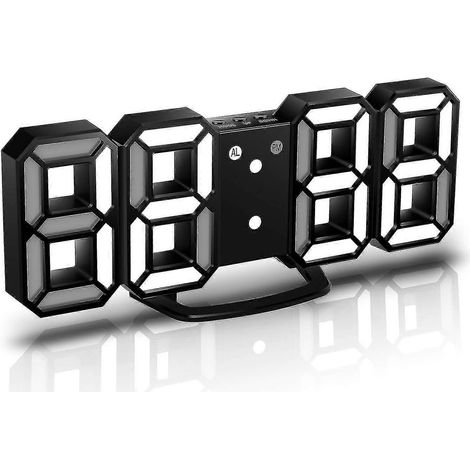 Réveil numérique LED 3D, 3 niveaux de luminosité réglables, avec veilleuse à intensité variable - blanc (1/4)