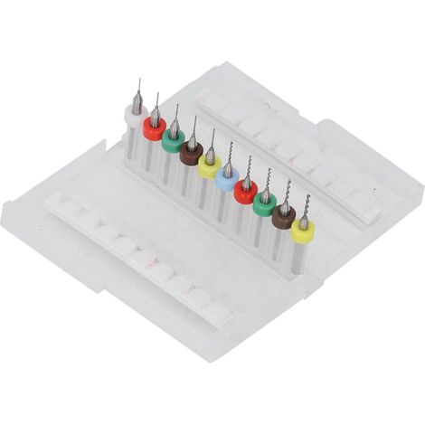 Jeu de 10 forets hélicoïdaux, tige de 1/8 pouces en acier au tungstène, forte résistance à l'abrasion, mèches de haute dureté 0.3 à 1.2mm