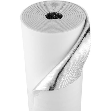 Isolant thermique réfléchissant, 610 x 5486,4 x 6 mm, rouleau d'isolation barrière radiante pour portes de garage 2 voitures, feuille d'aluminium, noyau en mousse EPE et film PE blanc, lot de 4 (1/5)