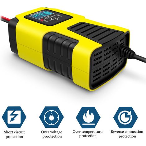 Jeffergarden Chargeurs de batterie pour motos 6V/2A 12V/2A, chargeur intelligent entièrement automatique, désulfateur d'entretien portable (1/5)