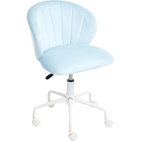 Silla de oficina moderna de terciopelo giratoria altura ajustable azul claro Cheerful (1/5)