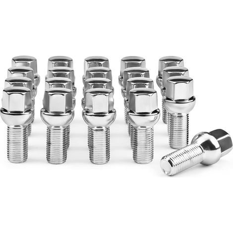 20 Boulons de Roue M14x1,5x28mm Siège Sphérique R13 CLÉ 17 mm Compatibles avec Jantes Aftermarket (1/4)