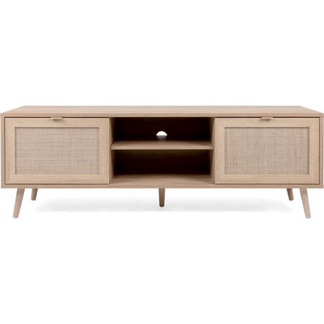 Mobile porta TV 150 cm in legno rovere chiaro con due ante e due vani - Agrigento