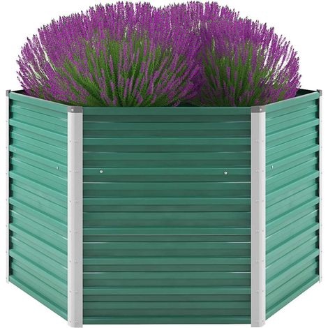 vidaXL Letto Rialzato Giardino in Acciaio Zincato 129x129x77 cm Verde