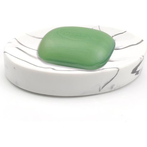 Porte Savon Cuisine, Résine Support Savon Solide, Texture Marbre, Ovale Antidérapant avec Tapis Antidérapant, pour Cuisine, Salle de Bain, WC (1/5)