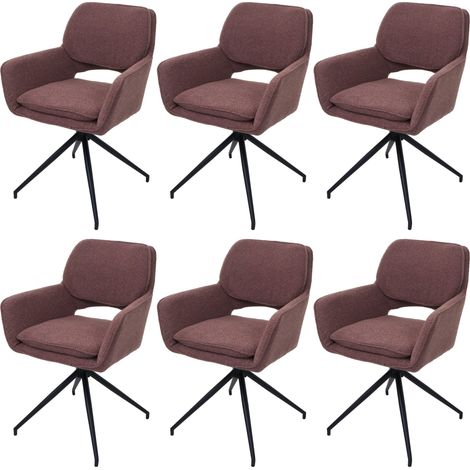 6er-Set Esszimmerstuhl HHG-638, Küchenstuhl, drehbar Auto-Return, Stoff Bouclé (540g/m²) Öko-Tex hellbraun