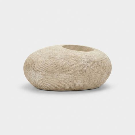 P/Vaso da Esterno Stone in Polyresin - Design Pietra Levigata, Grey 78,5x56x33,5 cm - Elegante, Solido e Armonioso - Moden (1/5)