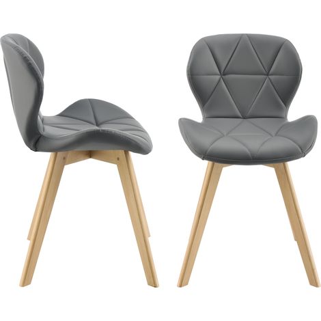 Esszimmerstuhl Älmhult 2-er Set 78x47x52 cm Kunstleder Grau [en.casa]