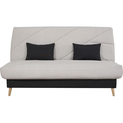 Banquette convertible ZEPHIR clic clac, couchage 130x190, avec 2 coussins OFFERTS, Aba perle (1/5)
