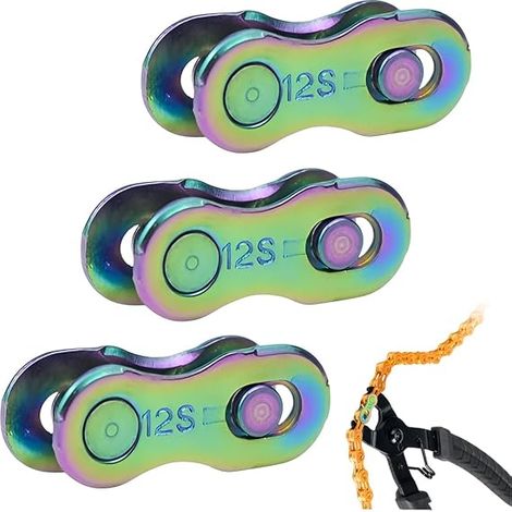 3 Paire Attache Rapide Chaîne,12 Vitesses Vtt Fixation, attache rapide chaine velo, chaine velo, Taille Unique, couleurs de l'arc-en-ciel (1/5)