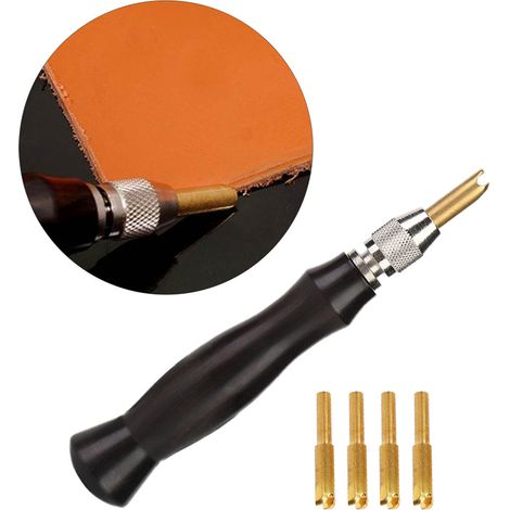 Manche en bois de santal, tête en laiton, machine à gaufrer et à sceller les bords du cuir, 1,5-2-2,5-3 mm, outils pour le cuir. (1/3)