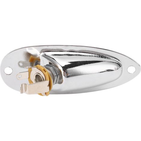 Prise jack d'entrée/sortie pour guitare électrique, type bateau, 6,35 mm, en métal, avec 2 fixations de cordes GT50 argentée (1/5)