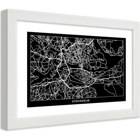 Quadro con cornice, Carta della città di Stoccolma - 100x70 (1/5)
