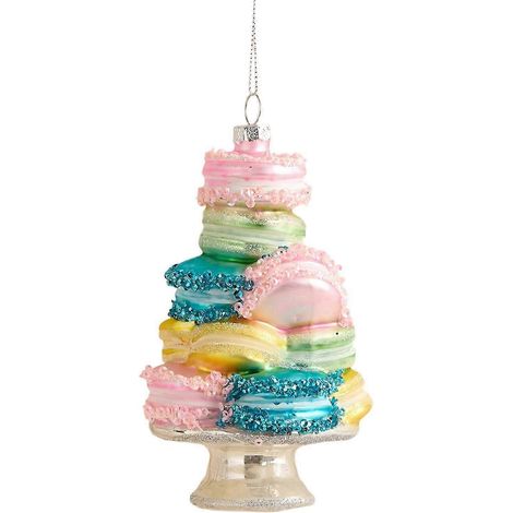 (Combinaison de macarons) Ornement de Noël portable en verre artistique avec peinture résistante et facile à utiliser, multicolore, idéal pour la décoration de Noël et de la maison. (1/5)