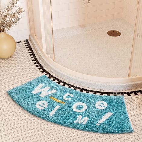 40x75 cm 1 x Tappetino assorbente curvo e smerlato per pavimento, doccia, porta, bagno, WC (blu)