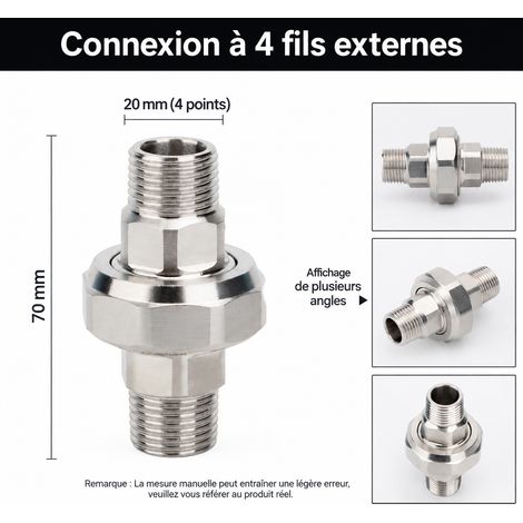 Raccord union femelle 1/2 pouce en acier inoxydable réf 0740 – Livraison gratuite