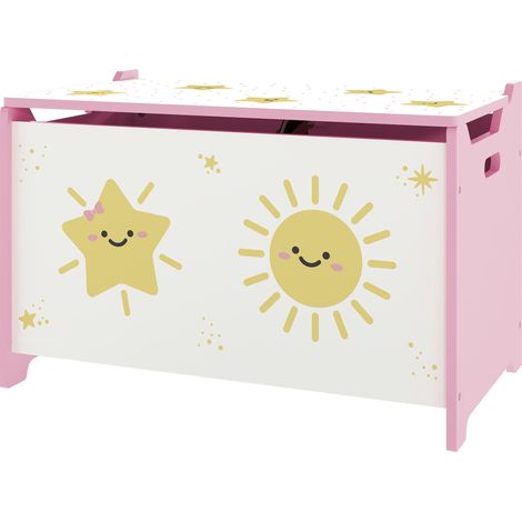 Baúl de juguetes infantil 60 x 37 x 39 cm bisagras de seguridad almacenamiento organizado acabado pintado escandinavo de MDF rosa 210000170 (1/5)