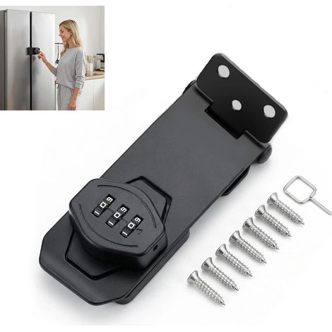 Verrou de Porte avec Code 4 Pouces, Verrou Coulissant à Combinaison 3 Chiffres en Métal Noir, Serrure de Porte pour Armoire Placard Cabane Jardin Garage Boîte aux Lettres (1/5)