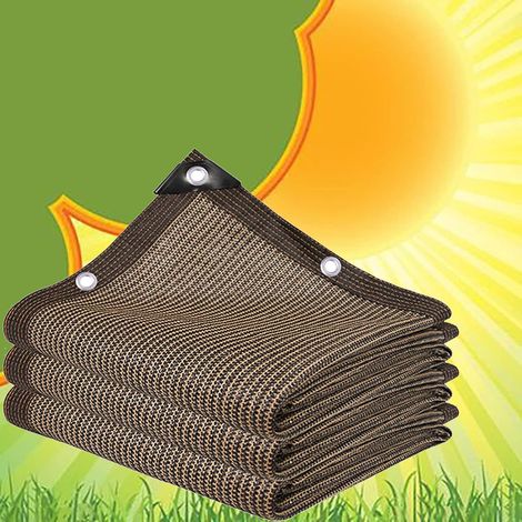 Filet pare-soleil extérieur 23m - marron, protection UV, durable, adapté aux voyages, aux pique-niques et à la piscine, avec auvent à œillets (1/5)