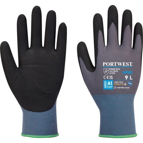 Guanti da lavoro Portwest NPR Pro in schiuma di nitrile per abrasione Blu Grigio 9 (1/2)