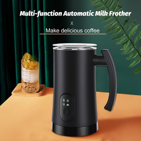 Montalatte e scaldalatte elettrico 4 in 1, acciaio inox 304, 350 ml, nero, 400 W, schiuma calda e fredda (1/5)
