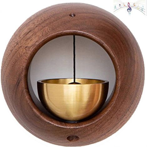 Clochette de commerçant pour l'ouverture de porte, sonnette magnétique en bois, carillon éolien pour porte, magasin, réfrigérateur, cadeau de pendaison de crémaillère (forme ronde) (1/5)