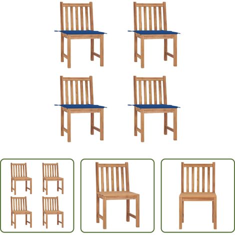 Gartenmöbel Holz -  Gartenstühle 4 Stk. mit Kissen Massivholz Teak (1/5)