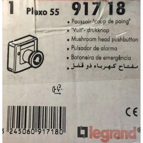 Legrand 091718 - Plexo 55 - Poussoir coup de poing 1/4 tour - arrêt d'urgence