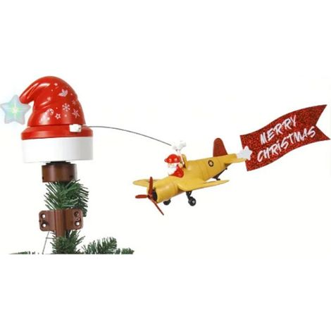 Puntale rotante Aeroplano applicabile sulla punta dell&8217Albero di Natale musicale Wisdom (1/3)